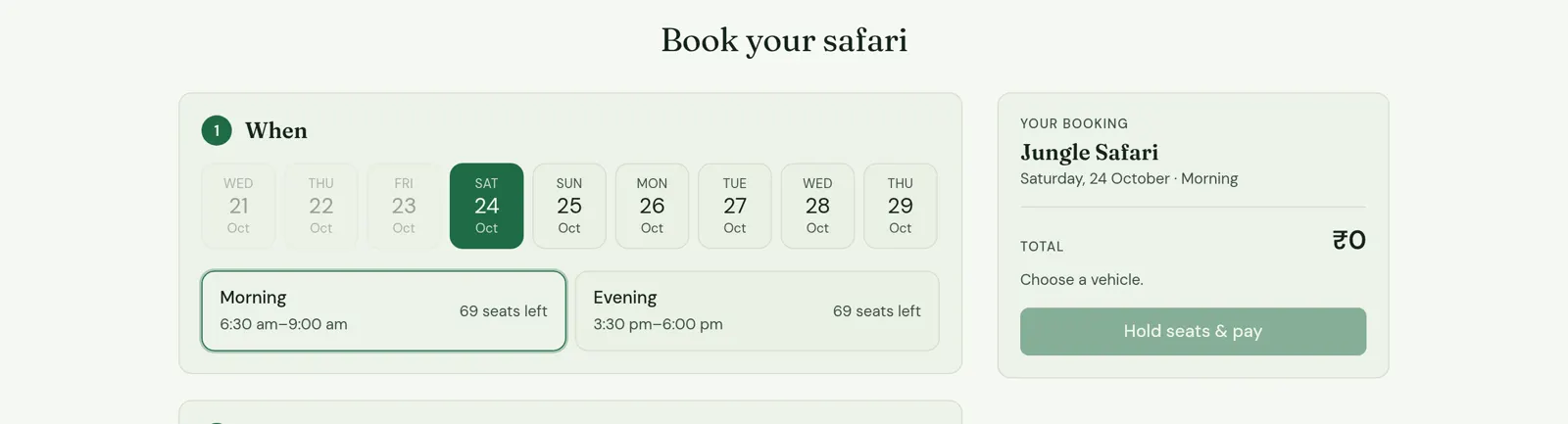 Choosing a date and a morning drive