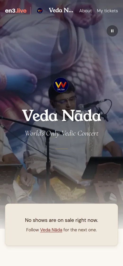 Veda Nāda's page on a phone